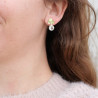 Petites boucles chics 4 pierres en Péridot et Prasiolite et argent