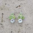 Petites boucles 4 pierres en Péridot et Prasiolite griffées et argent