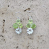 Petites boucles 4 pierres en Péridot et Prasiolite griffées et argent