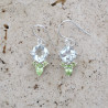 Petites boucles en argent et 4 pierres facettées en Prasiolite et Péridot
