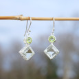 Boucles en argent et 2 pierres facettées en Prasiolite et Péridot