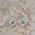Boucles en argent et 2 pierres facettées en Prasiolite et Péridot