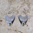 Boucles d'oreilles argent pointes et pierre Péridot