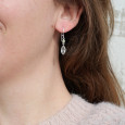 Boucles d'oreilles fines navettes en argent et Prasiolite