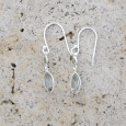 Boucles d'oreilles fines navettes en argent et Prasiolite