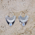 Boucles d'oreilles argent pointes et Pierre de lune
