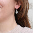 Petites boucles argent pointe ciselé et Pierre de lune
