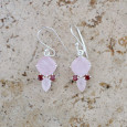 Petites boucles en argent et 4 pierres facettées en Quartz rose