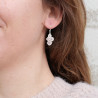 Petites boucles 4 pierres en Quartz rose griffées et argent