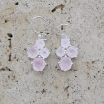 Petites boucles 4 pierres en Quartz rose griffées et argent