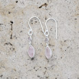 Boucles d'oreilles fines navettes en argent et Quartz rose
