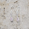 Boucles d'oreilles fines navettes en argent et Quartz rose