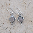 Petites boucles argent pointe ciselé et pierre Quartz rose