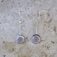 Longues boucles en argent et pierre ronde Quartz rose Longues boucles en argent et pierre ronde Quartz rose