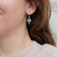 Petites boucles argent pointe ciselé et pierre Howlite bleue