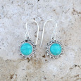 Petites boucles soleil argent et pierre Howlite bleue ronde Petites boucles soleil argent et pierre Howlite bleue ronde