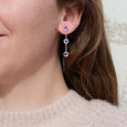 Longues boucles argent et 3 pierres Améthyste