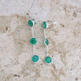 Longues boucles argent et 3 pierres Agate verte