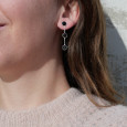 Longues boucles argent et 3 pierres Onyx noir