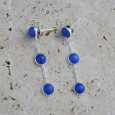 Longues boucles argent et 3 pierres Lapis lazuli