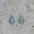 Boucles d'oreilles goutte pierre en Topaze bleue et argent ajouré