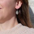 Boucles d'oreilles goutte pierre en Topaze bleue et argent ajouré
