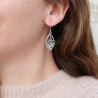Boucles navettes en argent ciselé et Tanzanite