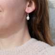Petites boucles d'oreilles ovales Perle et argent Petites boucles d'oreilles ovales Perle et argent