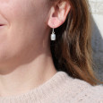 Petites boucles d'oreilles rectangulaires Perle et argent Petites boucles d'oreilles rectangulaires Perle et argent
