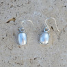 Petites boucles d'oreilles rectangulaires Perle et argent