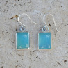 Boucles d'oreilles rectangulaires argent et Calcédoine