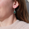 Boucles d'oreilles gouttes pierre Chrysocolle Malachite et argent Boucles d'oreilles gouttes pierre Chrysocolle Malachite et argent