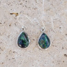 Boucles d'oreilles gouttes pierre Chrysocolle Malachite et argent
