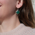Boucles d'oreilles losanges Agate verte et argent Boucles d'oreilles losanges Agate verte et argent