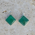 Boucles d'oreilles losanges Agate verte et argent Boucles d'oreilles losanges Agate verte et argent