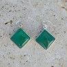 Boucles d'oreilles losanges Agate verte et argent