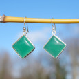 Boucles d'oreilles losanges Agate verte et argent Boucles d'oreilles losanges Agate verte et argent