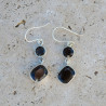 Boucles d'oreilles argent 2 pierres facettées Quartz fumé