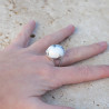 Bague haute pierre griffée en Agate dendrite bombée T57