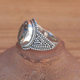 Bague argent travaillé et pierre Prasiolite facettée ovale (vert) T55/58