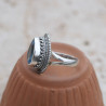 Bague argent ciselé et pierre Topaze bleue goutte T56