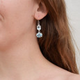 Boucles d'oreilles argent 2 pierres griffées Topaze bleue