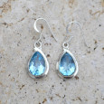Boucles d'oreilles argent pierre facettée en Topaze bleue