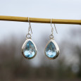 Boucles d'oreilles argent pierre facettée en Topaze bleue