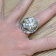 Belle bague ovale en argent ciselé main et grosse pierre Jaspe océan T57 Belle bague ovale en argent ciselé main et grosse pierre Jaspe océan T57
