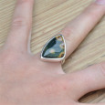 Bague dissymétrique en argent et pierre Jaspe orbiculaire T52 Bague dissymétrique en argent et pierre Jaspe orbiculaire T52
