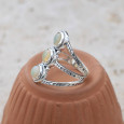 Bague 3 anneaux argent martelé et pierres Opale d'Ethiopie T54/57