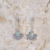 Longues boucles argent ciselé pierre Opale d'Ethiopie