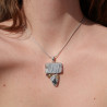Pendentif argent 4 pierres Calcédoine cristallisée Agate Citrine et Grenat