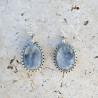 Boucles d'oreilles ovales argent et Calcédoine cristallisée